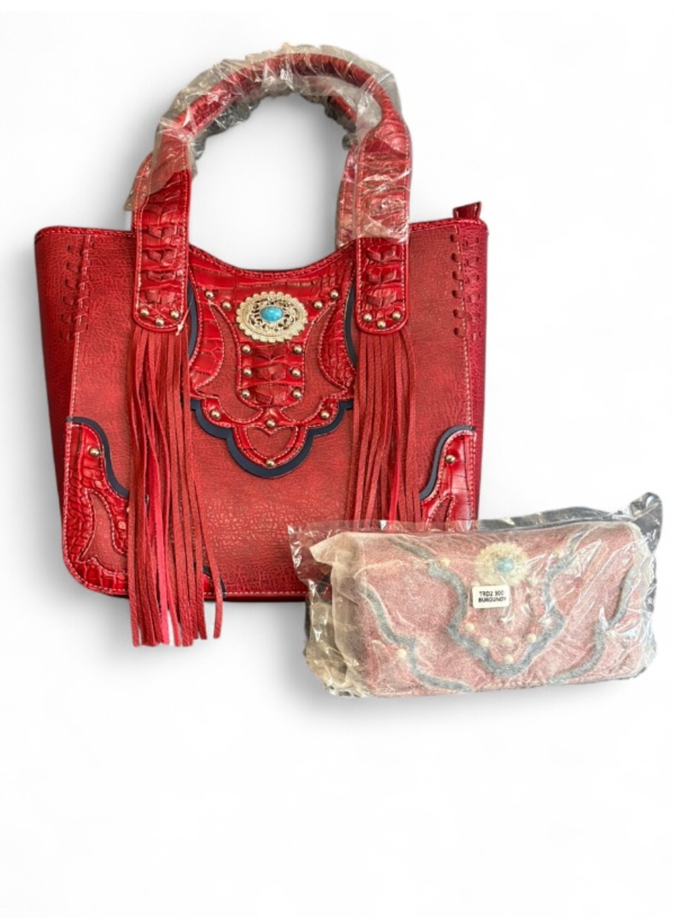 Western Fringe Crocadile Embossed Faux Leather Concealed Carry Purse and Wallet